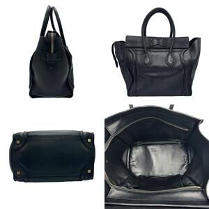 Celine Leather Luggage Shopper Handbag Black